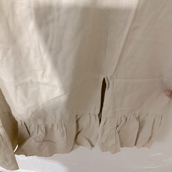 Ellen Tracy Sweetheart Neckline Balloon Sleeve Flounce Linen Midi Dress Sz Large - Picture 6 of 11